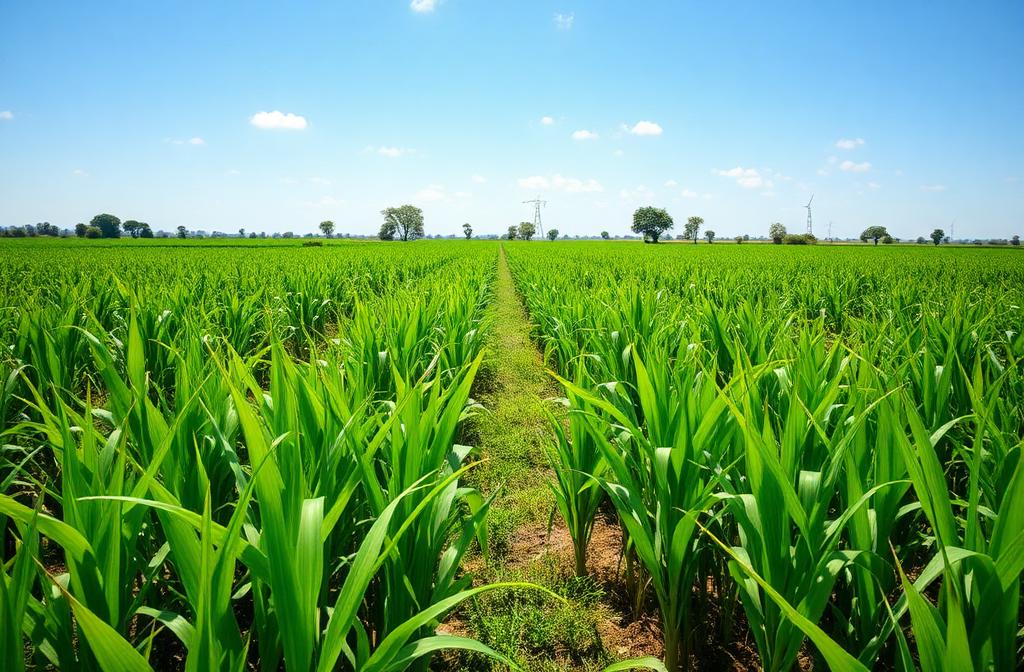 Green agricultural fields