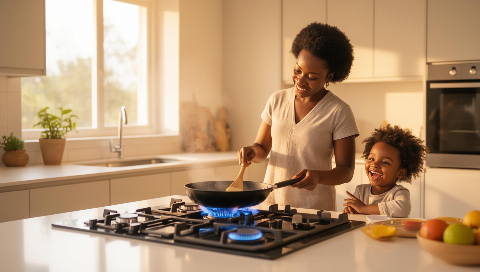 Modern African kitchen with clean-burning stove